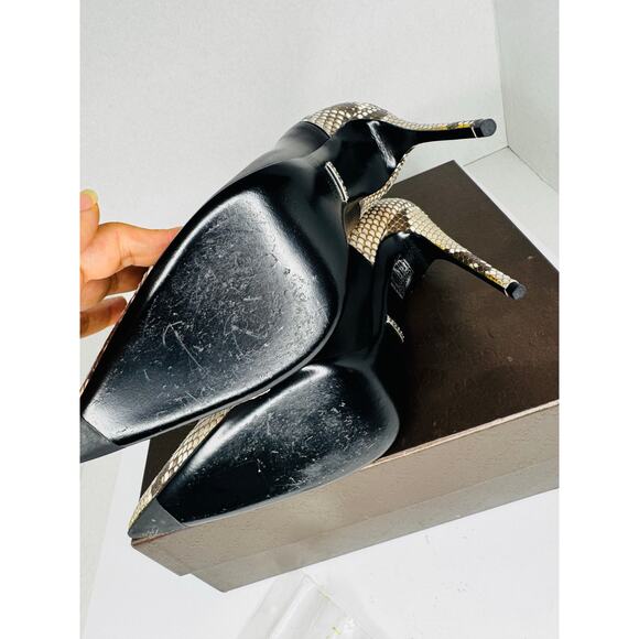 Gucci Black Leather And Roccia Python Pointed Toe Ankle stiletto Boots EU 39.5 - Picture 7 of 11